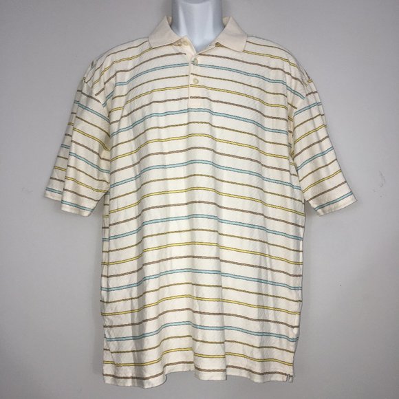 Nike Other - Nike Tiger Woods Mens L Multicolor Striped Dri-Fit Cotton Blend Pullover Polo